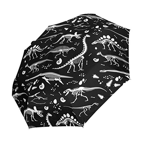 Wihve Dinosaur Skeleton Umbrella Auto Open Close Folding Windproof Compact Travel Umbrella #TOP1