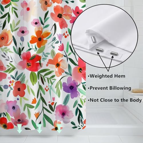 Rideau douche polyester 180x220 lavable accessoires salle de bain fleur - 6