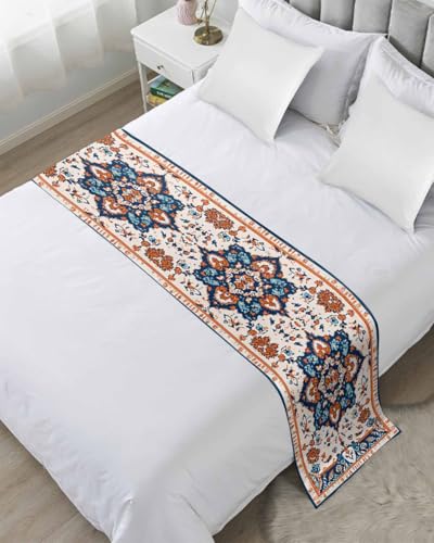 DecorLovee Boho Aztec Bed Runners for Cal King Size Bed, Decorative Bed Throws for Foot of Bed, Ethnic Southwest Bohemia Abstract Pattern Bed Runner Sofa Throw Bedding Scarf Protector for Bedroom
