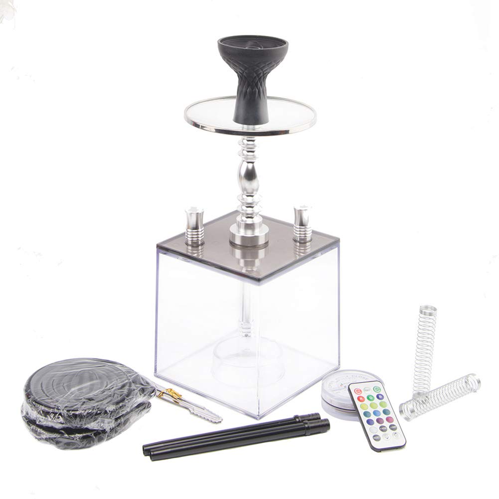 LED Shisha Shisha Set Micro Modern Acryl Bubble Shisha EIN Schlauch Big Smoke mit Silikonschale für Shisha und buntes LED-Licht, um das Rauchen zu genießen