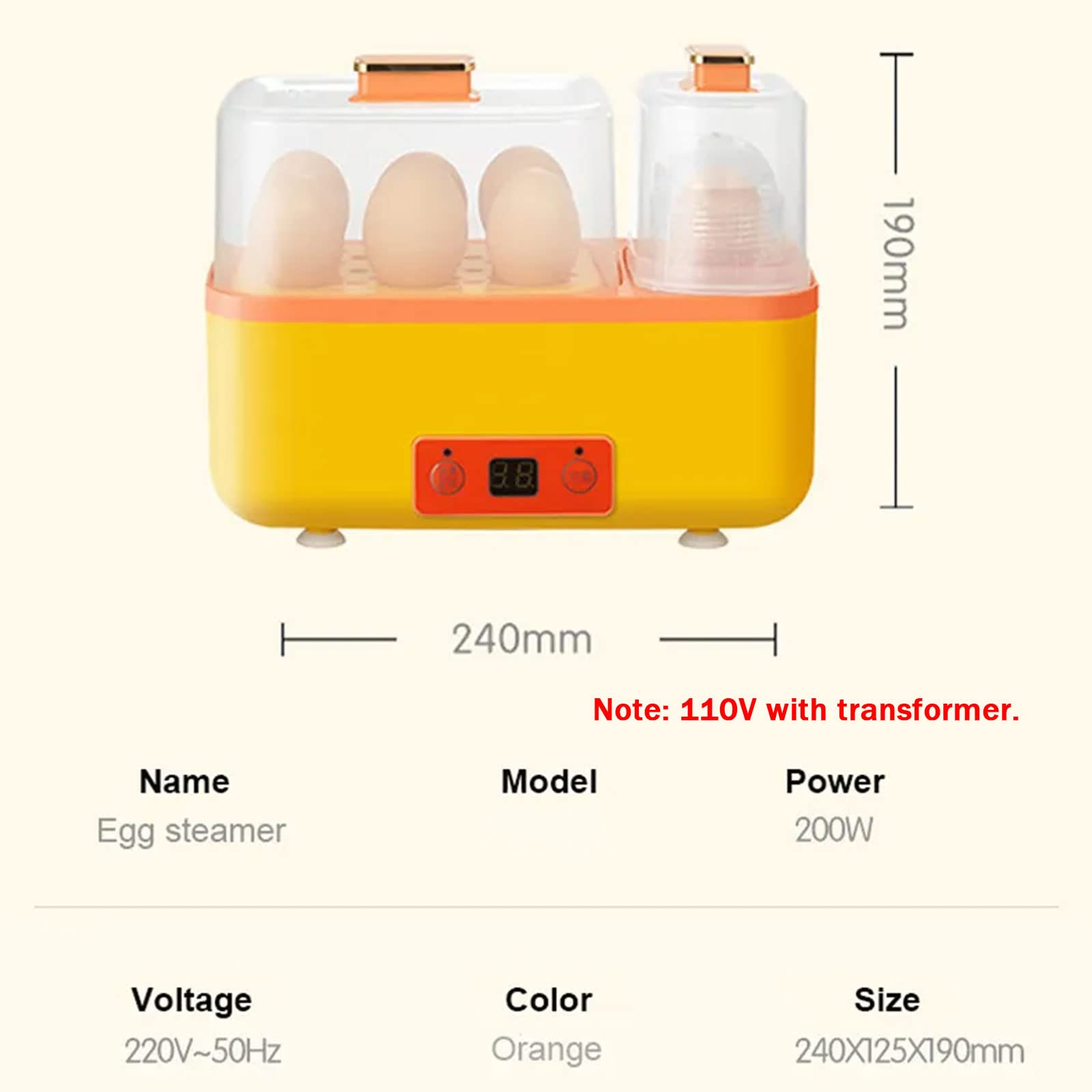 Hervidor de huevos rápido, vaporizador de alimentos y verduras Hervidor de huevos eléctrico Capacidad para 6 huevos Hervidor de huevos duros 200 W Máquina