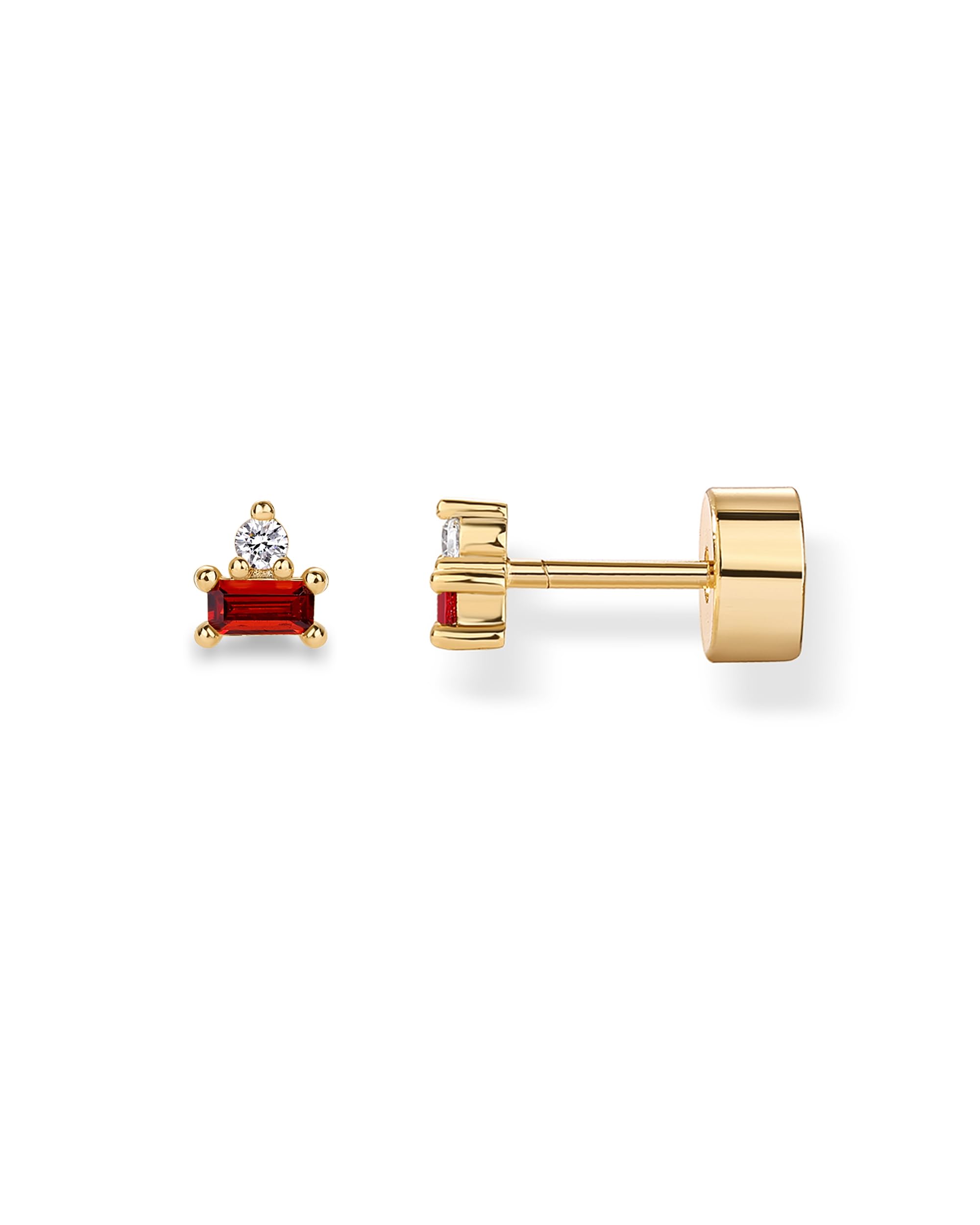PAVOI 14K Gold Plated Dainty Birthstone Flatback Stud Earrings for Women