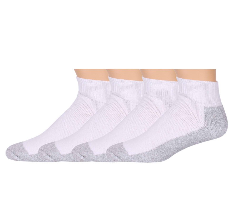 NC HosieryWhite Ankle with Gray Bottom - Sox Plus Thick Reinforced Gray Bottom Socks 4 Pack