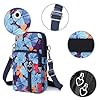 Narunii Petit Sac Téléphone Portable Femme,Sac de téléphone Portable,Bandoulière Portefeuille Poche,Crossbody Pochette Sacoche Running (Fleurs Bleues) #2