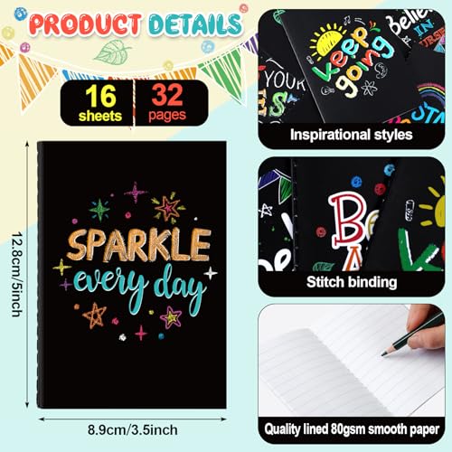 Image of Jetec 24 Pcs Back to School Inspirational Mini Notebooks Bulk | Kindness Pocket Notepads Motivational Quote Chalkboard Small Journals Gifts for Thank You Employee Teacher Volunteer