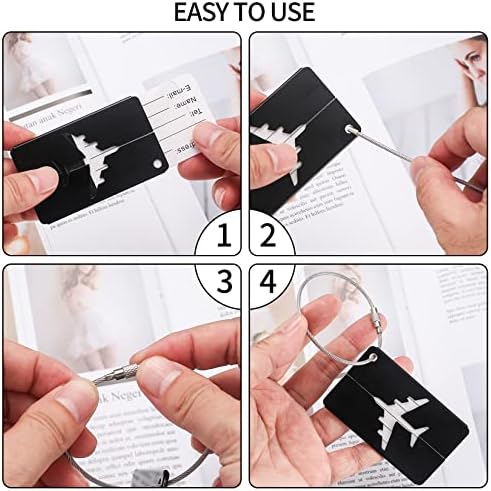 2 Pcs Luggage Tags, TravelSuitcase Tags, Baggage Tags, Luggage Labels Tags Aluminium Metal with Name ID Address Card for Luggage Baggage Suitcases Identity ID Labels Tags (Silver)
