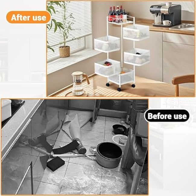 5 Tier Rolling Storage Cart, Metal Mesh Rolling Cart Organizer with Top Lid, Rotating Kitchen Storage Cart, Organizador de Frutas Y Verduras for Fruit Vegetable Grocery Storage No Assembly-ZNn6qDR7