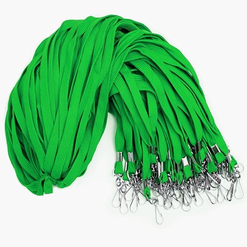 Cordon pour badges d'identité vert pour enseignants et bureaux avec crochet J pivotant