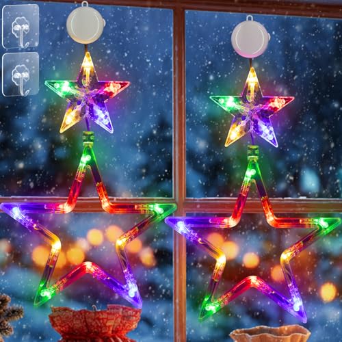 LED Sterne Weihnachtsbeleuchtung, 2 Stück 30 LED Fenster...
