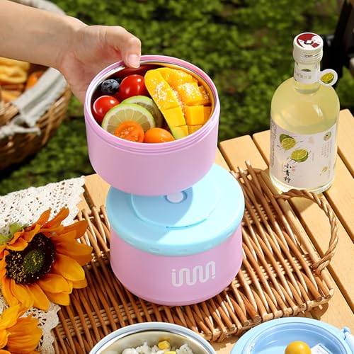 Image of House of Quirk 2 Layer 304 Stainless Steel Lunch Box | Portable Leak-Proof Food Storage Container for Office, School & Travel (Blue)