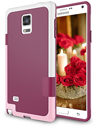 Galaxy Note 4 Case, Zectoo Hybrid Impact Slim Rugged Defender Protective Bumper Cute Women Girls Flexible Enhanced Non-Slip Grip Case Soft Armor Cover Shell for Samsung Galaxy Note 4 IV SM-N910H Wine