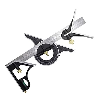 DUEBEL Combination Square - 12 Stainless Steel Multi-Function Carpentry Square with Right 90 Degree Angle Ruler