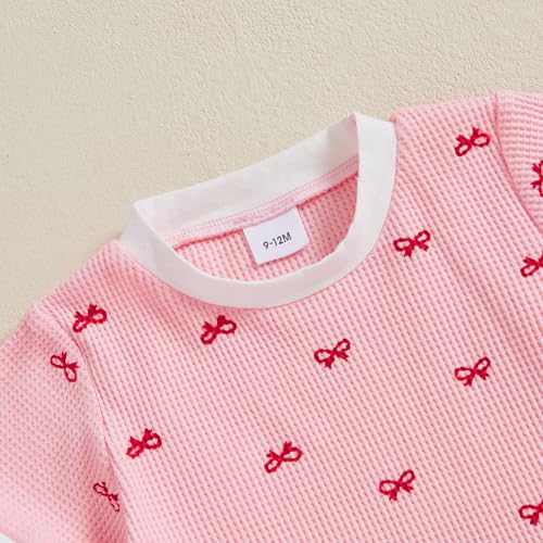 Baby Girl Summer Clothes Waffle Shorts Outfit Solid Color T Shirt Tees Tops Ruffles Shorts Set Infant Summer Outfit4