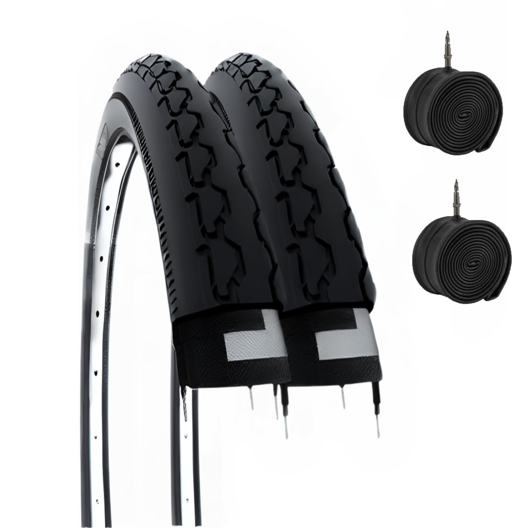 2 Tyres 24 x 1 3/8 (37-540) + Inner Tubes Black Tyre Covers for Wheelchair/Wheelchair 24 Inches