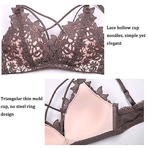 Soutien-gorge sans fil rouge résolvant les compressions avec culotte dentelle ajourée WENJUN