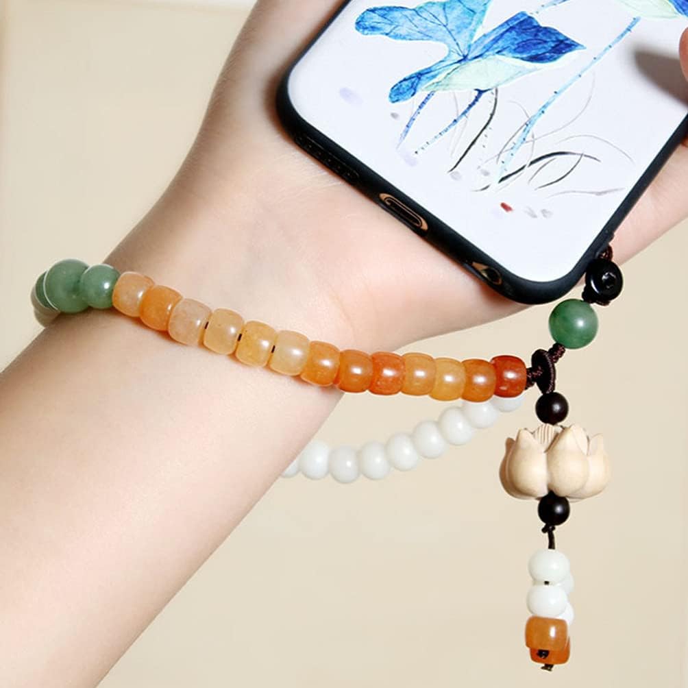 Phone Wrist Strap Chinese Style Bead Jade Wrist Lanyard Cellphone Chain Holder Hand Charm Mobile Phone Hanging