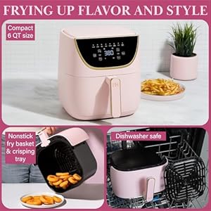 Paris Hilton Air Fryer, Large 6-Quart Capacity, Nonstick Made without PFAS, Touchscreen Display, 8-in-1 (Air Fry, Roast, Broil, Bake, Reheat, Keep Warm, Pizza, Dehydrate), Dishwasher Safe, Pink Paris Hilton Air Fryer Large 6 Quart Capacity Nonstick Made without PFAS Touchscreen Display 8 in 1 Air Fry Roast Broil Bake Reheat Keep Warm Pizza Dehydrate Dishwasher Safe Pink