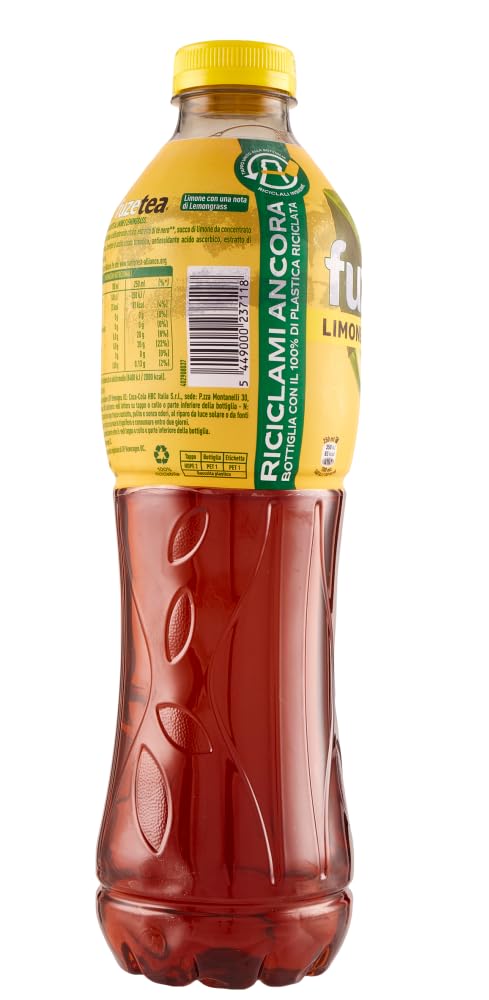 Italian Gourmet Tè Limone bevanda analcolica 18 x 1,25l Eistee Zitrone | Schwarzer Aufguss mit nota di citronella, erfrischend, PET-Flasche für, Gesamtnettogewicht 22,5 L + Kostenlos Polpa 400g
