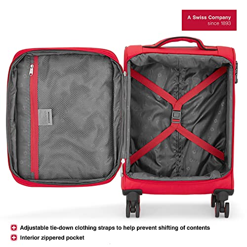 Image of WENGER Fiero-Pro Carry-on Softside Suitcase, 45 litres, Red /Black, Swiss Designed, 612110