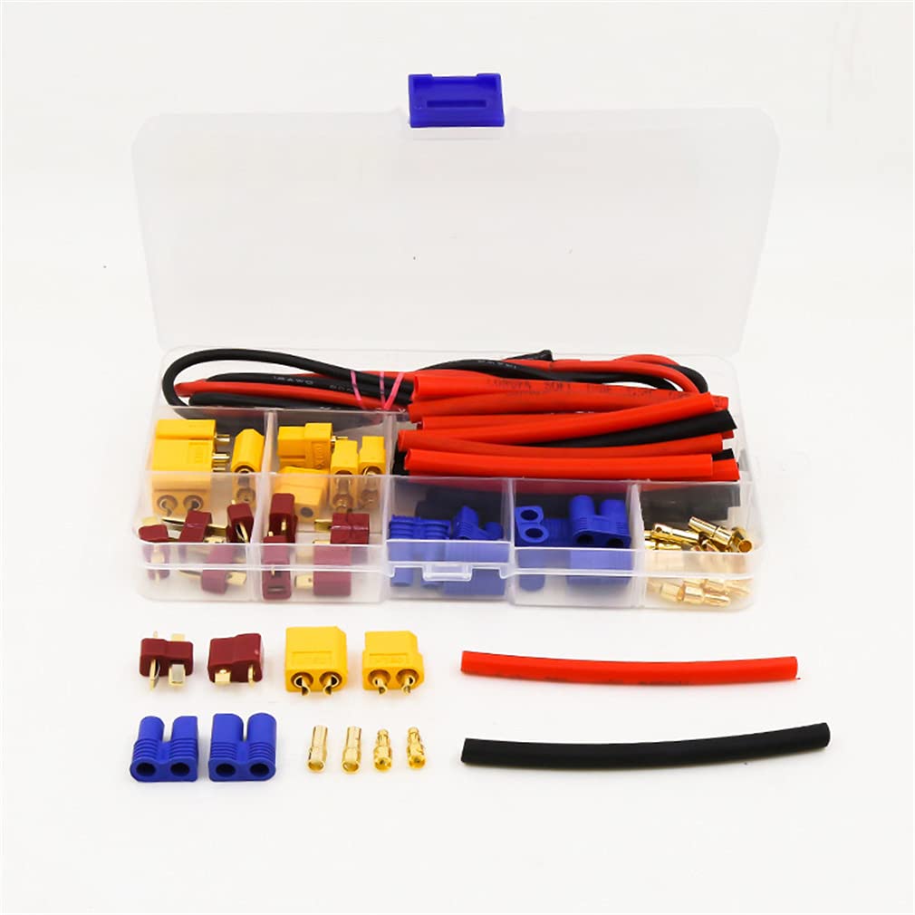 XT60 / XT90 /EC3 / EC5 T-Plug /3.5mm Banana Plug Male Female Adapter Connectors with Heat Shrink Tubing for RC Lipo Battery Electronic Speed Control Motor Accessories