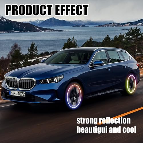 Image of 20PCS Reflective Car Wheel Decorative Stripe Stickers, Car Wheel Decals, Night Safety Warning Car Stickers, Anti-Scratch Reflective Rim Stickers Universal for Cars Motorcycles (Colorful)