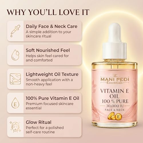 Image of TMPE Vitamin E Oil 100% Pure with Potency 30,000 IU | Pure and Natural Alpha-D-Tocopherol| Nourishing Face and Body Care for Dry Skin, Hair, Scalp, Nails and Natural Glow - 30ml