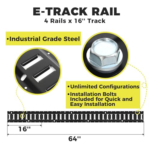 E Track Rail Tie-Down Kit 4 Rails & Accessories (16\'\' Tracks) for Trailers, Cargo Systems & Service Trucks