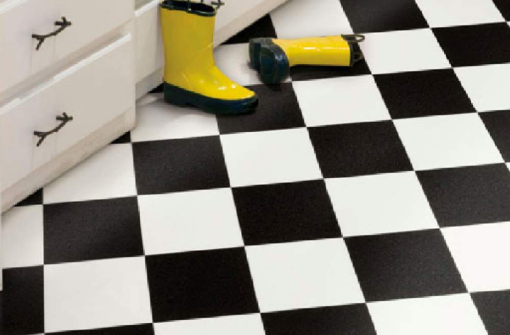 Checkered Vinyl Sheet Flooring Black & White Checkered Garage, Kitchen