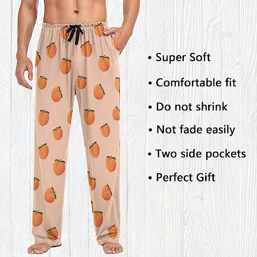 Fisyme Peach Fruit Mens Pajama Pants Men's Pajama Bottoms Soft Sleep Lounge Pj Pants2