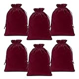 Lucky Monet 25/50/100PCS Velvet Drawstring Bags Jewelry Pouches for Christmas Birthday Party Wedding Favors Gift Candy Headphones Art and DIY Craft (25Pcs, Wine Red, 4” x 6”)