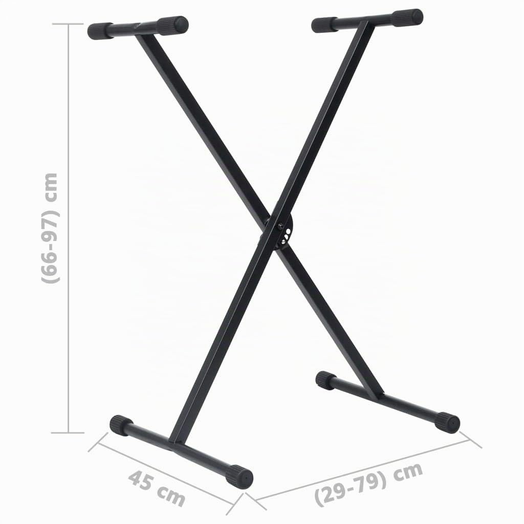 vidaXL Supporto per Tastiera Set con Sgabello Gambe Sostegno Base Appoggio Seduta Porta Pianola Stand Accessori Musica Strumenti Nero