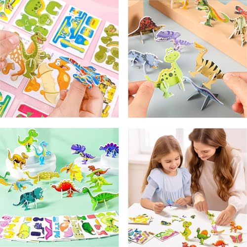 Lovyan 100PCS Educational 3D Cartoon Puzzle for Kids - Insects, Dinosaurs, Animals, Vehicles Themed 3D DIY Cardboards for Boys & Girls Gift Party Supplies by Lovyan - Image 6