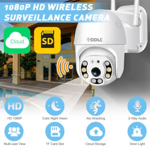 Image of DDLC Smart 360 PTZ Wireless WiFi IP Camera: 1080P HD Outdoor Security with AI Auto Tracking, Color Night Vision, Two-Way Talk, Siren Alarm & Remote Monitoring (ptz)