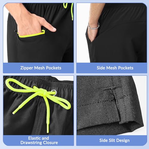 Mens Swim Trunks with Compression Liner - 2 in1 Quick Dry Swim Shorts Bathing Suits with Zipper Pockets3