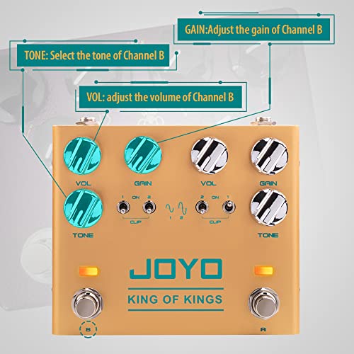 Image of JOYO Dual-Channel Overdrive Guitar Pedal, Pure Analog Circuit with Independent Clipping (Hard /Soft) per Channel, Stackable A to B, True Bypass (King of Kings R-20)