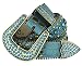 Women's Western Cowgirl Rhinestone Studded Leather Belt 1-1/2" Wide (Medium, Blue)