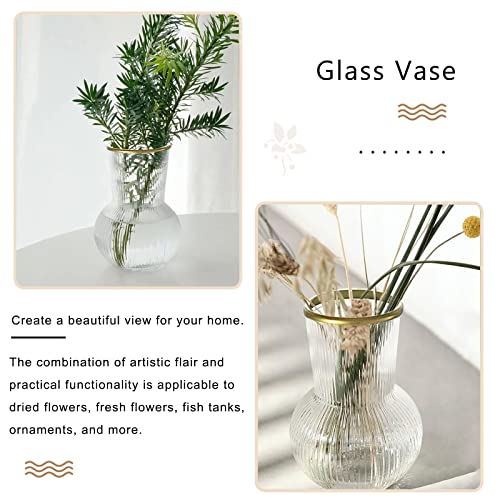 Smiletag Ribbed Glass Vases, Modern Fluted Glass Vases For Living Room Decor, Flower Vases For Centerpieces, Dining Table, Entryway, Mantle, Shelf, Bedroom, Wedding Set Of 2 #TOP6