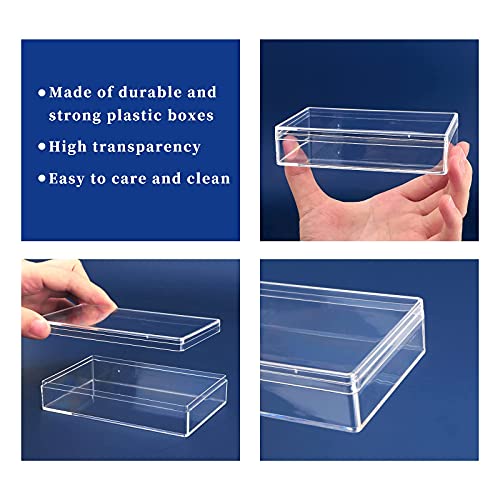Image of Clear Acrylic Box with Lids, 4 Pack 4.3x2.7x1 Inch Clear Acrylic Plastic Square Cube Storage Candy Box Containers for Wedding, Party, Treats, Coin, Jewelry Accessories