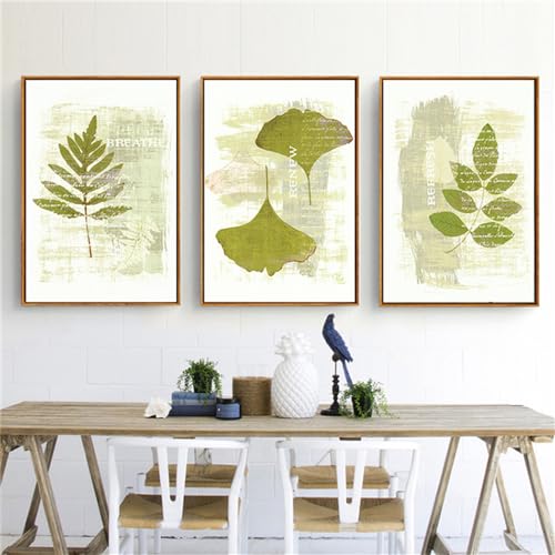 Impression sur toile de qualité supérieure triptyque abstrait vert 50x70cm