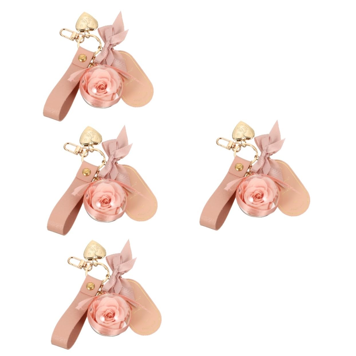 VALICLUD 3st Konservierter Blumen-schlüsselanhänger Geldbörse Bastelt Rosen-schlüsselanhänger Ewige Rosenkette Ringe Karte Taschenanhänger Aus Kirsche Perlmuttarmband Perlen Acryl Rosa