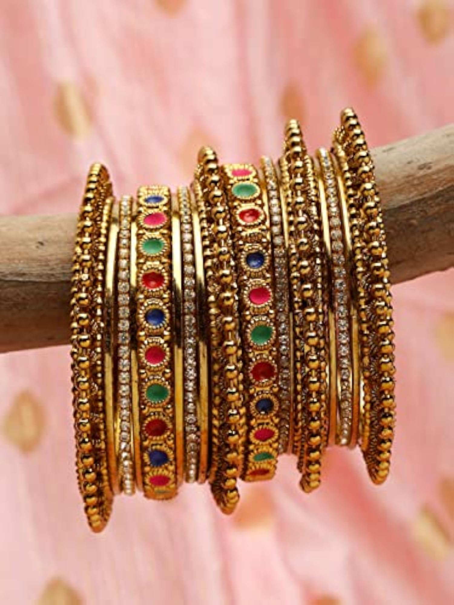 Antique Plated Traditional Bangle Set of 18