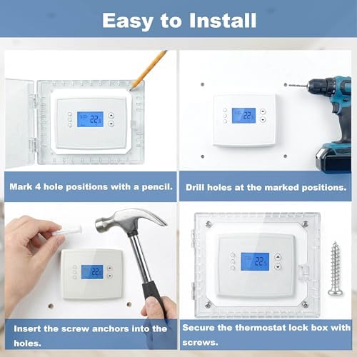 Thermostat Lock Box with Key, Clear Thermostat Cover with Lock for Thermostat on Wall, AC Lock Box Cover with Key Fits Thermostats 4.8"H x 6.3" W or Smaller — view 5