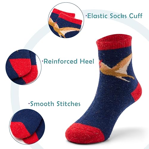 Moon Tree Boys Wool Socks Kids Winter Warm Socks Thick Thermal Crew Socks for Girls 6 Pack4