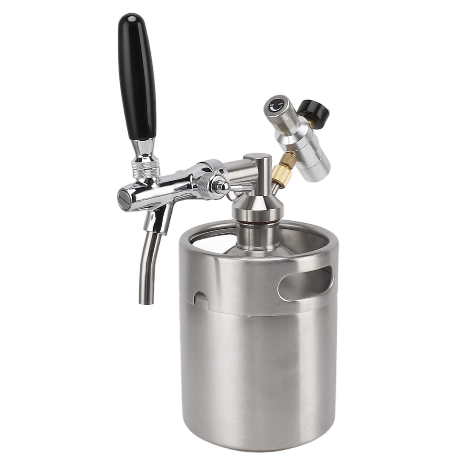 Mini barril de acero inoxidable, capacidad de 2 litros, dispensador doméstico de cerveza ajustable y duradero con calibre de 60 PSI para amantes de la cerveza y bares domésticos