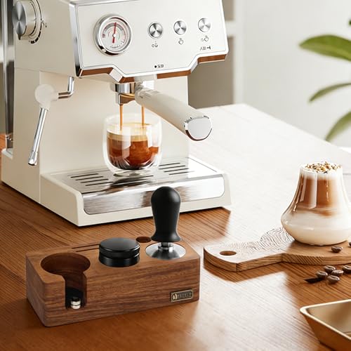 Miniatura 3 de Mocifa Estación De Prensado Café 58 Mm De Madera De Nogal Estación De Apisonamiento Espresso Para Portafiltros De 58 Mm Accesorios De Barista, Altura Ajustable, Con Almohadillas Antideslizantes