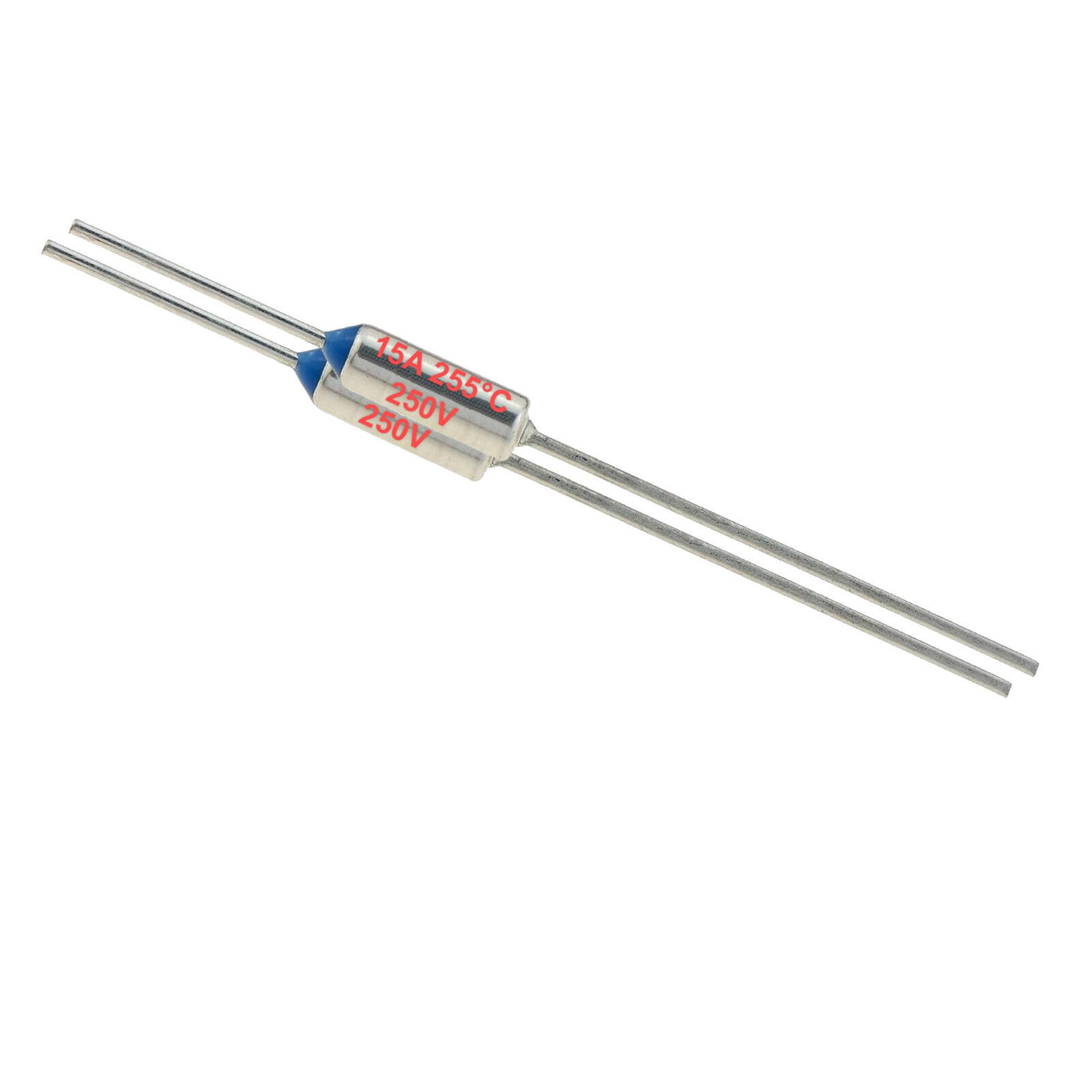 Fusible Thermique 192°C - 15A/250V - Lot De 2 Fusibles + 4 Bagues De Sertissage