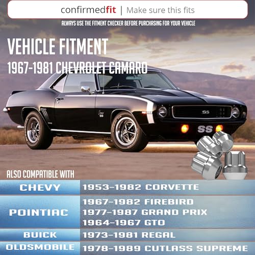 Image of Wheel Accessories Parts 20 Pcs 7 /16 inch-20 Thread OE Acorn 21mm 0.84 inch Long Spline Lug Nuts Chrome 6 Spline Car Hex Fits Many Classic Chevrolet, Buick, Pontiac Vehicles