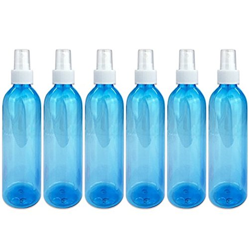 Beauticom 8 Oz Translucent Plastic Spray Bottle with Fine Mist Atomizer Sprayer and Cap for Fragrances, Cosmetics, Nail, Cleaning, Arts and Crafts (Quantity: 6 Pieces)(Blue Color)
