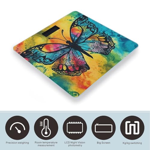 Báscula digital de baño Butterfly Tie Dye con vidrio templado miniatura 3