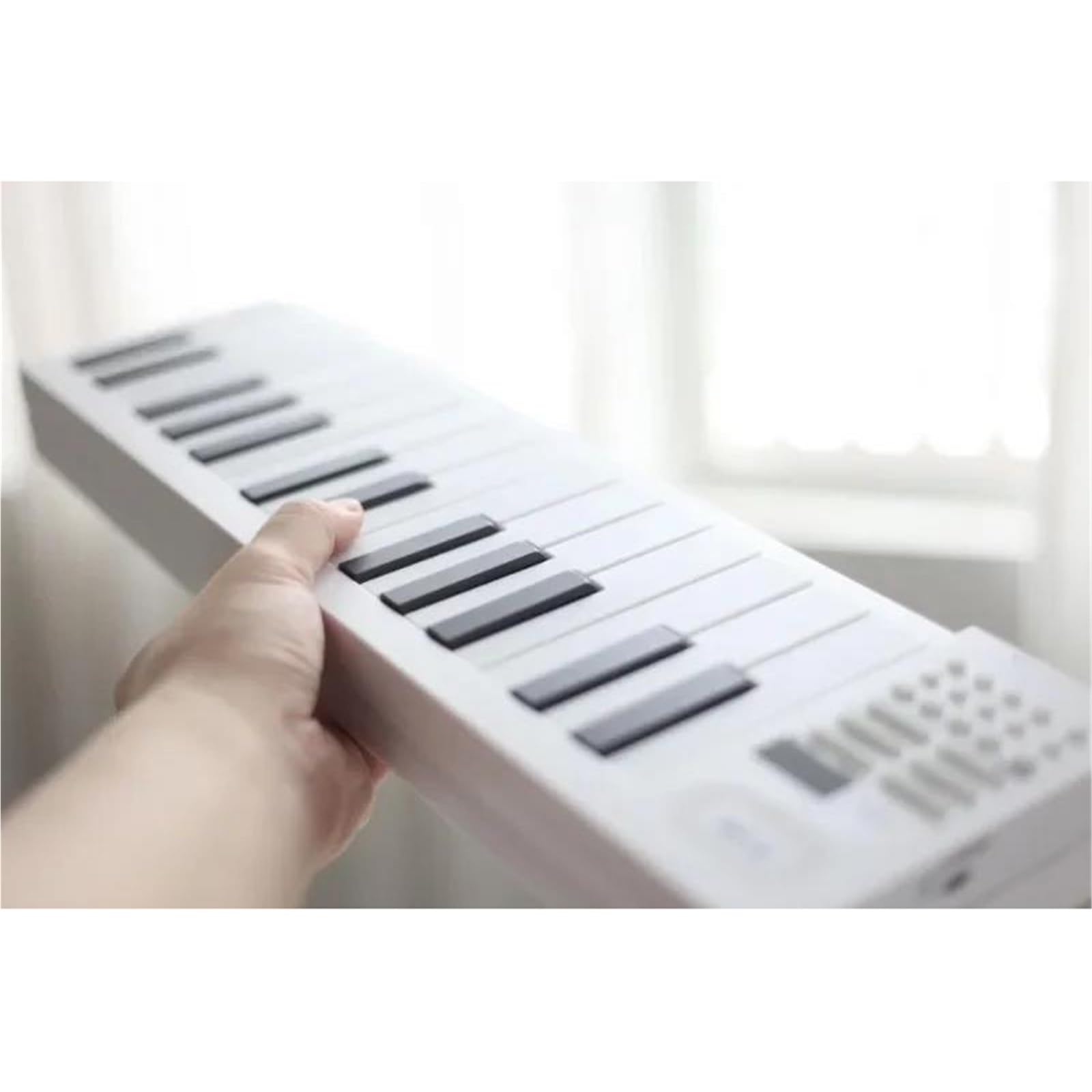 Profesjonalne Pianino Elektroniczne Składane Pianino Elektryczne 61 Klawiszy Przenośny Syntezator Profesjonalna Klawiatura Muzyczna Dla Początkujących I Dorosłych(White)